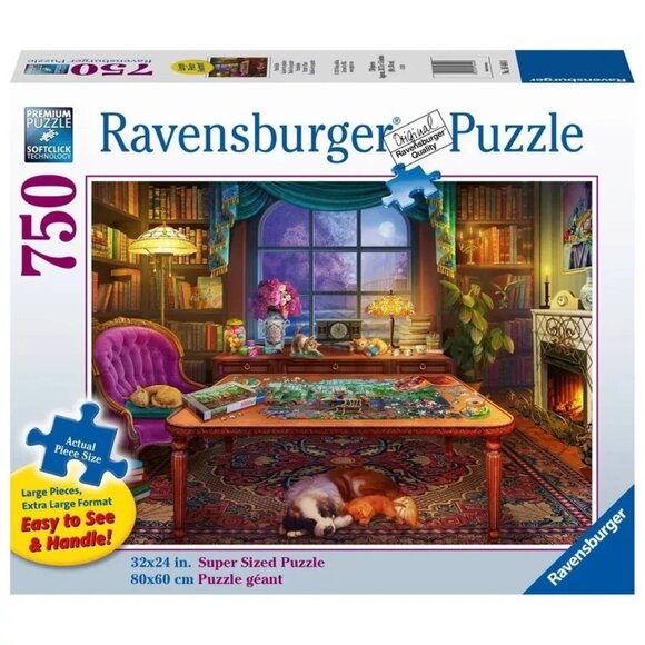 Ravensburger Other - New Ravensburger Pets In The Library Study Cats Dogs 750 Pc Puzzle Tetiana Bulba
